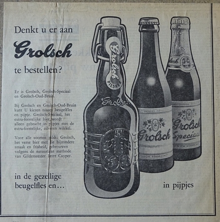 Denkt u er aan grolsch te bestellen  