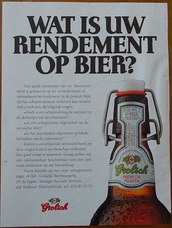 Wat is uw rendement op bier  