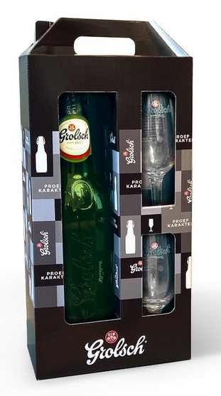 Geschenkverpakking beugefles met glazen