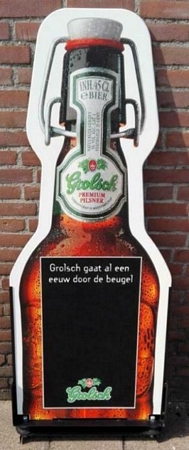 krijtbord - bruine beugelfles