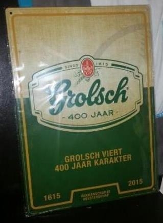 wandbord - Grolsch viert 400 jaar karakter 