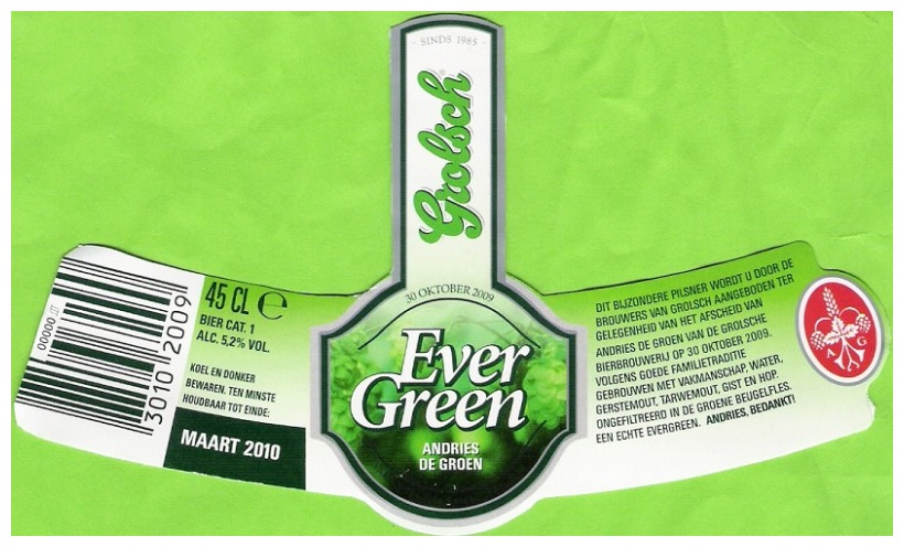 Halsetiket - Evergreen, afscheid De Groen