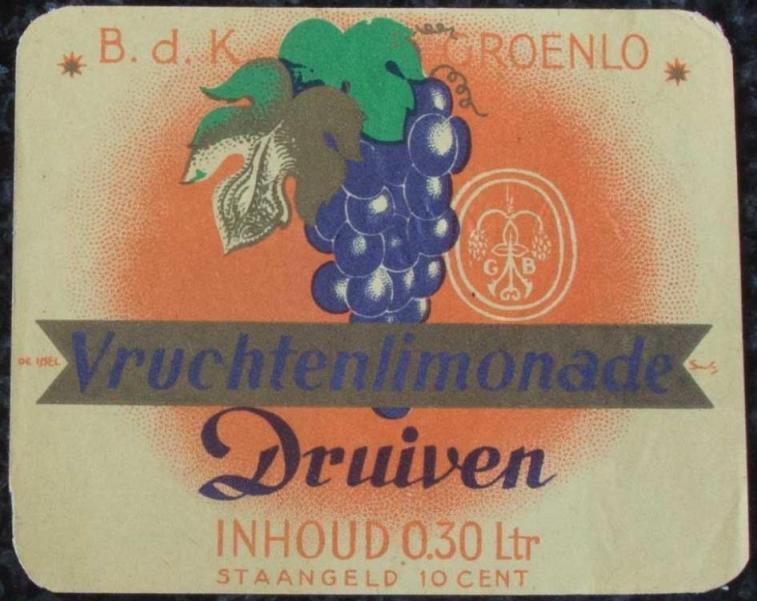 Etiket - Vruchtenlimonade Druiven