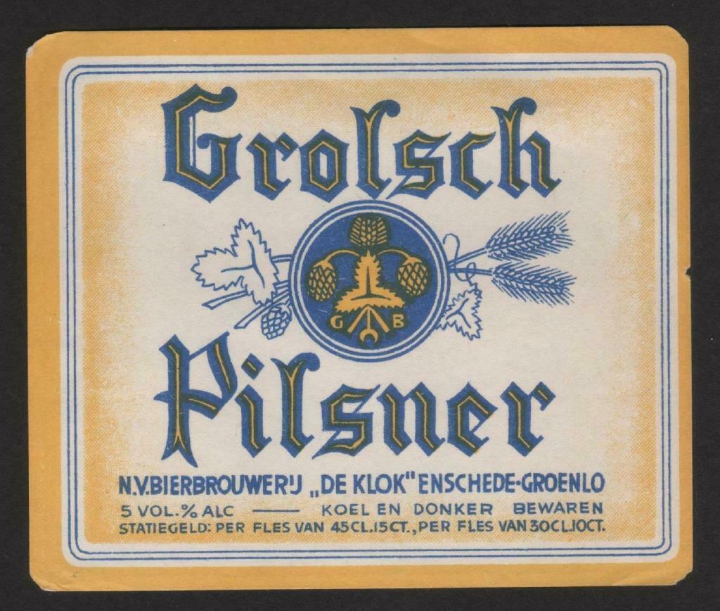 etiket - Grolsch pilsner  blauw logo