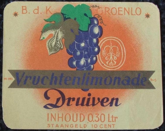 Etiket - Vruchtenlimonade Druiven
