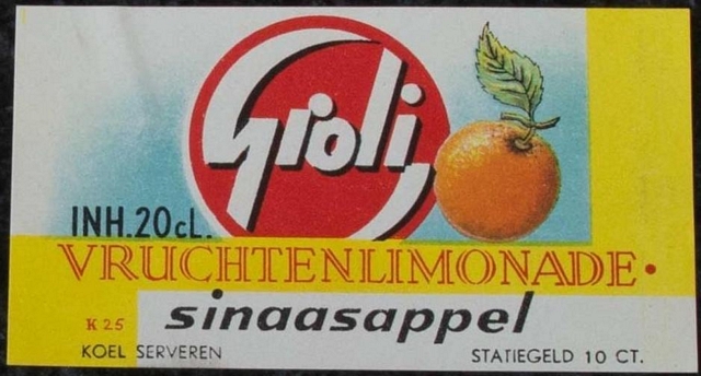 Etiket - Vruchtenlimonade sinaasappel k25