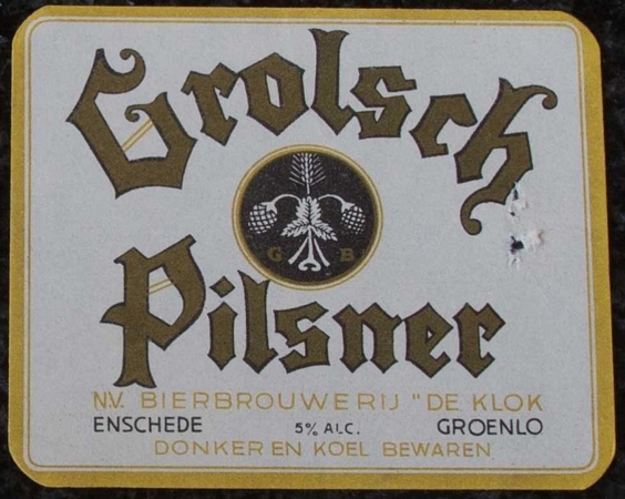 etiket - Grolsch pilsner zwart logo