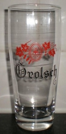 Glas met rood logo   