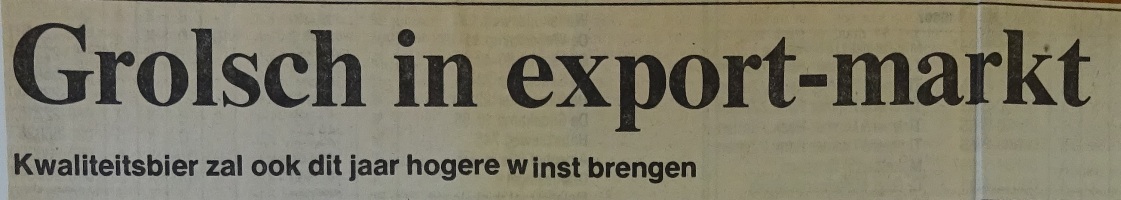 Artikel - Grolsch in exportmarkt
