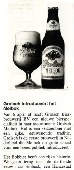 artikel - Grolsch introduceert Meibok  