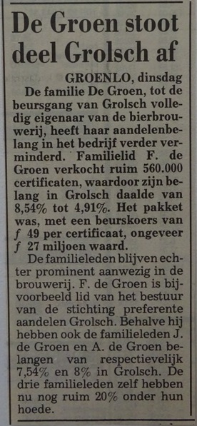 Artikel - De Groen stoot deel af