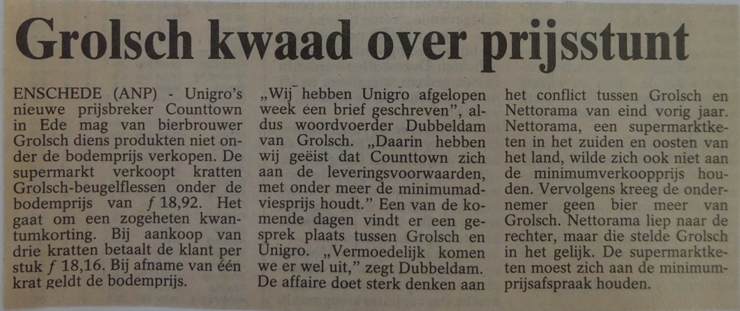 Artikel - kwaad over prijsstunt