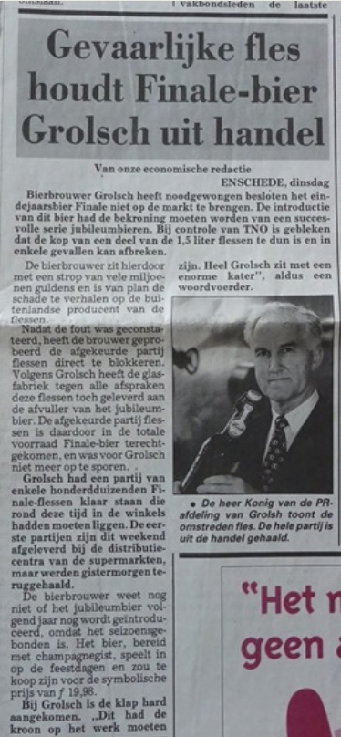 Artikel - gevaarlijke fles 