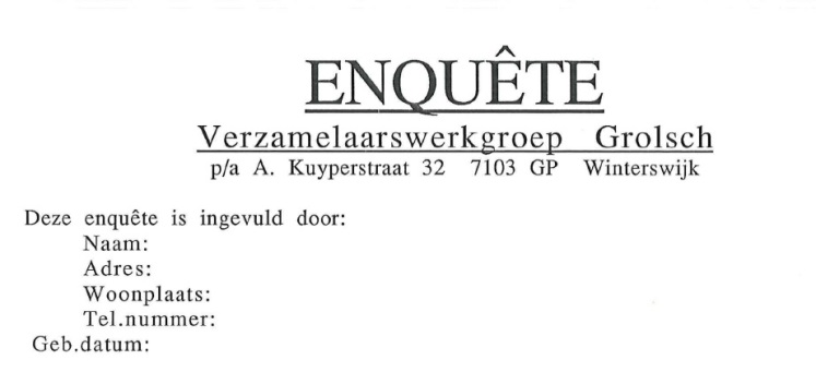 Enquete Verzamelaars werkgroep  