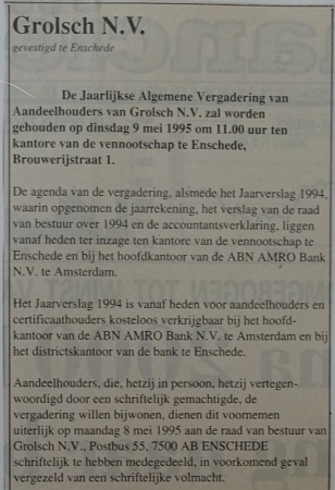 Melding - Algemene Vergadering van Aandeelhouders  