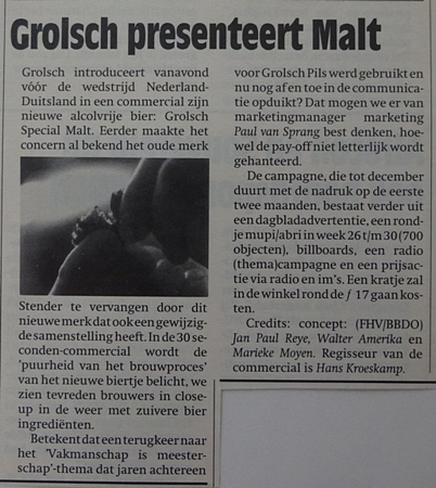 artikel - Grolsch presenteert Mailt