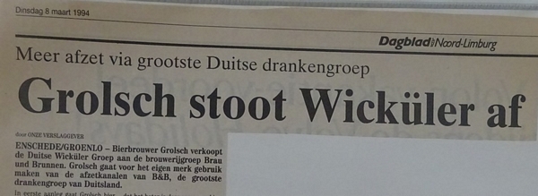 Artikel - Grolsch stoot Wicküler af.