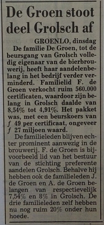 Artikel - De Groen stoot deel af