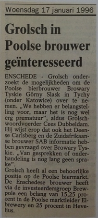 Artikel - Grolsch interesse in Poolse brouwer