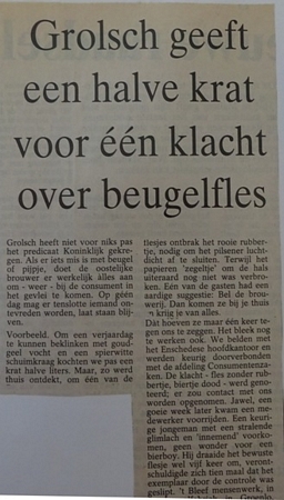 artikel - klacht over beugelfles 