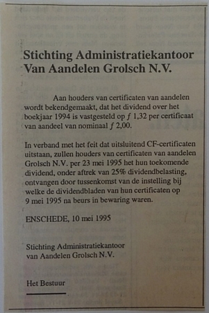 Aandeelhouders bekendmaking