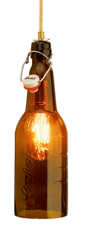 Hanglamp beugelfles bruin   